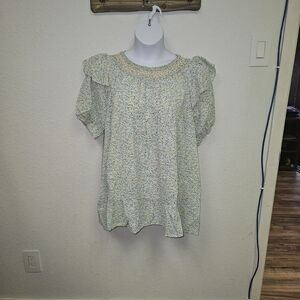 Davi & Dani - Floral Ruffle Sleeve Mini Dress - Medium